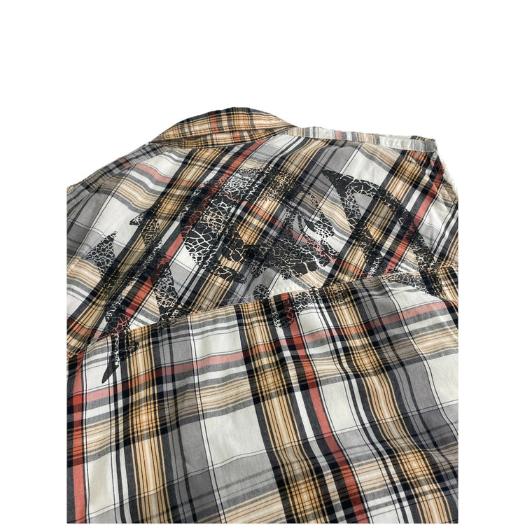 Men Harley Davidson Motorclothes Biker Multicolor Plaid Sleeveless Shirt Size Xl