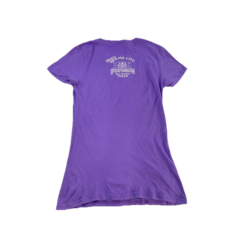 Women’s 2010 Harley Davidson Purple Alamo City San Antonio TX T Shirt Size Large