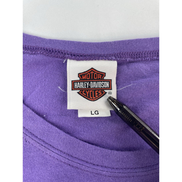 Women’s 2010 Harley Davidson Purple Alamo City San Antonio TX T Shirt Size Large