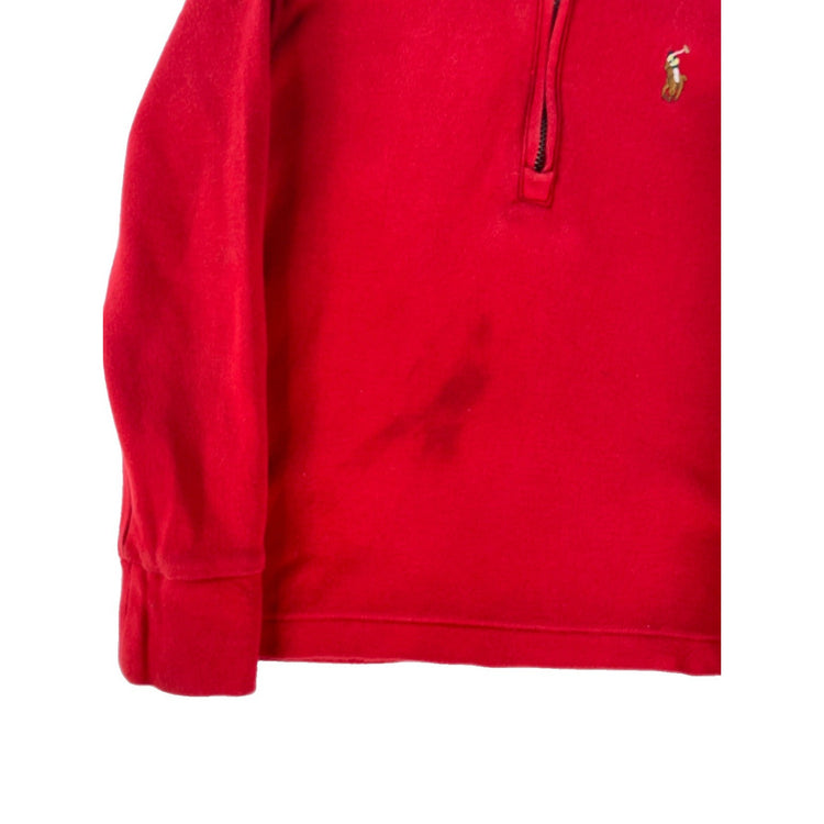 Boys Polo Ralph Lauren Red Fleece Quarter Zip Mock Neck Pullover Sweater Size 2T