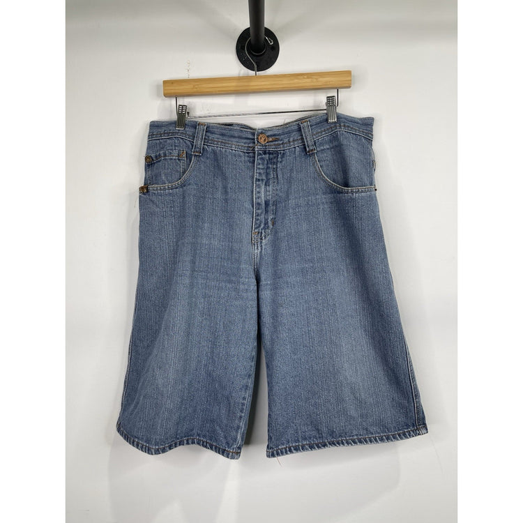 Men’s VTG Y2K 5ive Jungle & Co. Blue Denim Embroidered Shorts Sz 38x13