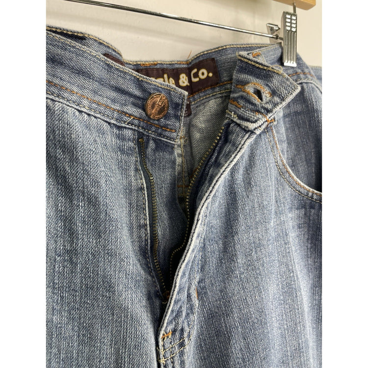 Men’s VTG Y2K 5ive Jungle & Co. Blue Denim Embroidered Shorts Sz 38x13