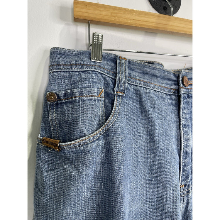 Men’s VTG Y2K 5ive Jungle & Co. Blue Denim Embroidered Shorts Sz 38x13