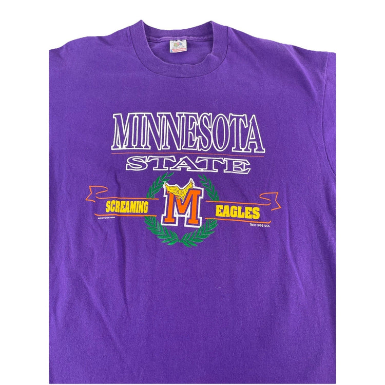 Mens Vintage Fruit Of The Loom 1992 Minnesota State Screaming Eagles Tee Size L
