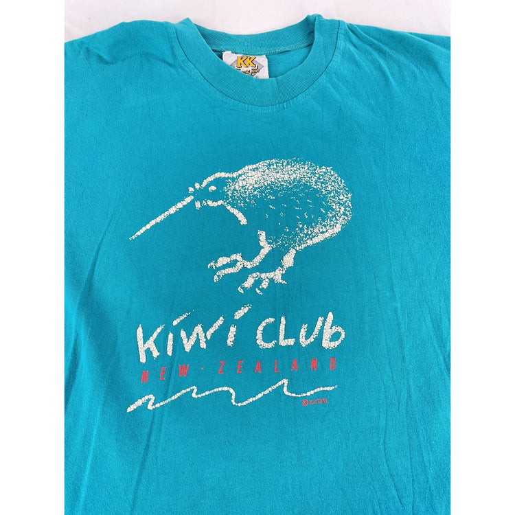 Mens Vintage 1991 Kiwi Club New Zealand Graphic T-Shirt Single Stitch Size L