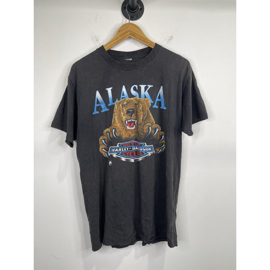 Men’s Vintage 90s Vintage Harley Davidson Alaska Graphic T Shirt Sz Large
