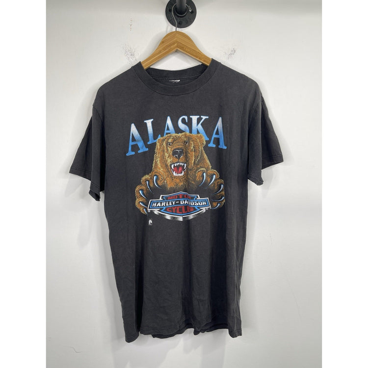 Men’s Vintage 90s Vintage Harley Davidson Alaska Graphic T Shirt Sz Large