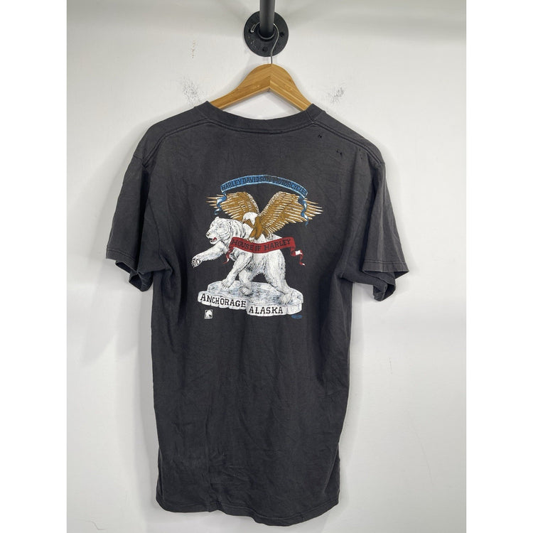 Men’s Vintage 90s Vintage Harley Davidson Alaska Graphic T Shirt Sz Large