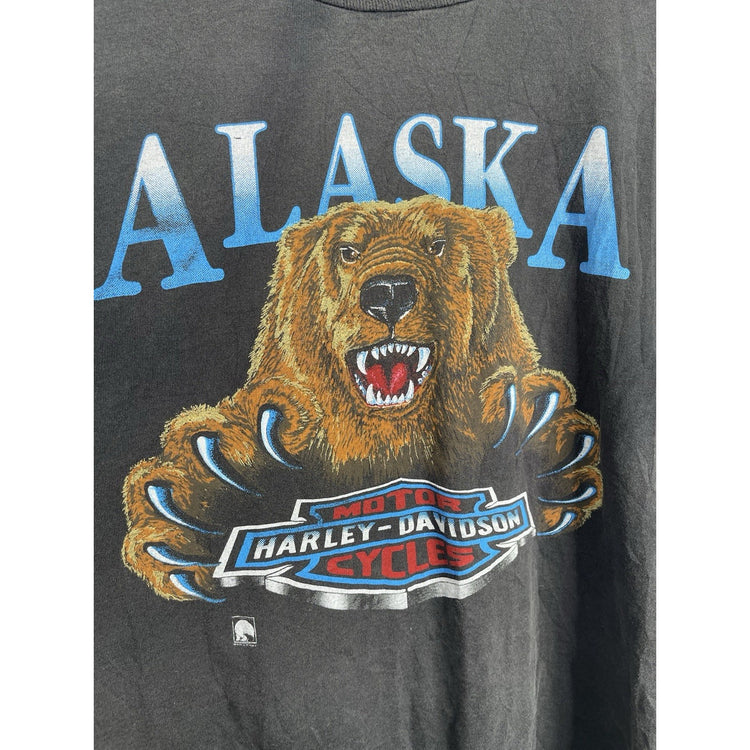 Men’s Vintage 90s Vintage Harley Davidson Alaska Graphic T Shirt Sz Large
