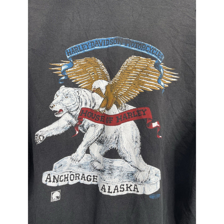 Men’s Vintage 90s Vintage Harley Davidson Alaska Graphic T Shirt Sz Large