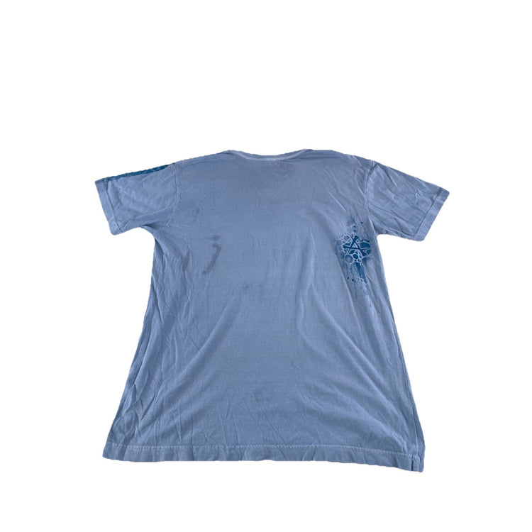 Mens | Affliction Live Fast | Aqua Blue Skull-Octopus Graphic Tee | Size L