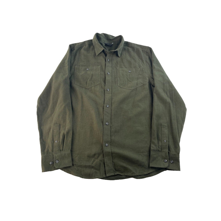 Men prAna Olive Green Long Sleeve Button-Up Shirt Size M
