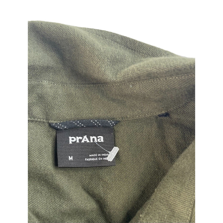 Men prAna Olive Green Long Sleeve Button-Up Shirt Size M