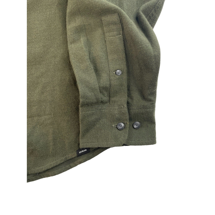 Men prAna Olive Green Long Sleeve Button-Up Shirt Size M