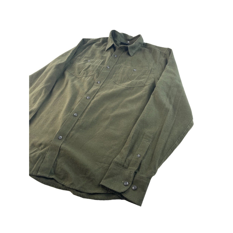 Men prAna Olive Green Long Sleeve Button-Up Shirt Size M