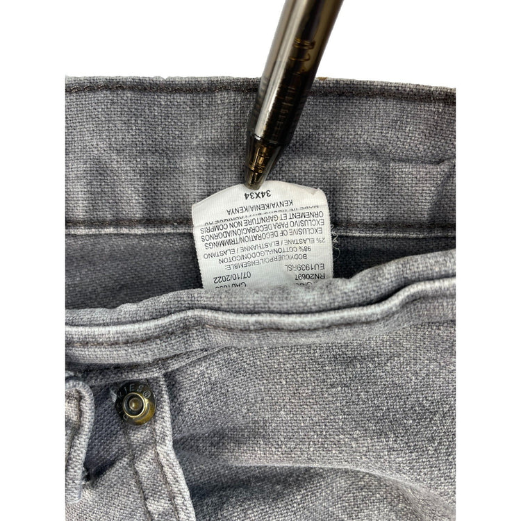 Men's Genuine Dickies Gray Canvas Carpenter Work Pants Size 34x34