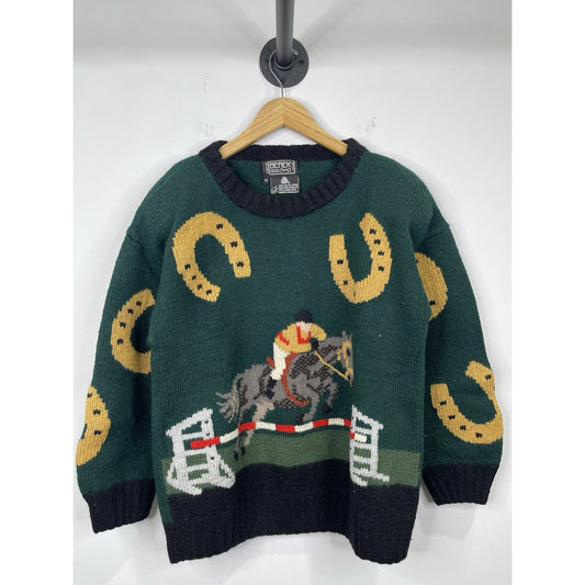 Vintage BEREK 80s Horse Marta D knit sweater Aztec Western vibe Coogi Size M