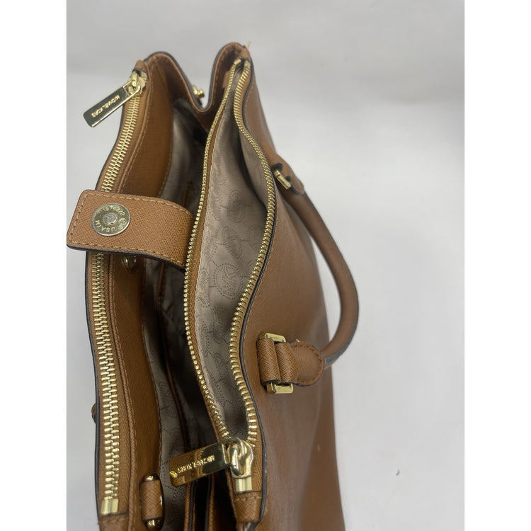 Women’s Michael Kors satchel bag Brown tan saffiano leather