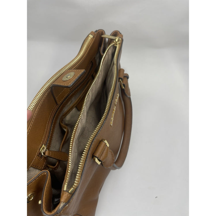 Women’s Michael Kors satchel bag Brown tan saffiano leather