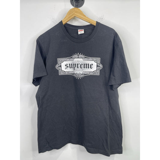 Men’s Black Graphic Print Supreme Top Shotta Short Sleeve T Shirt Sz L