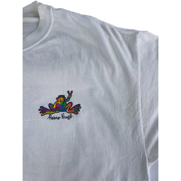 Mens Vintage Peace Frog Cream/White Basic Graphic Tee Size Xl