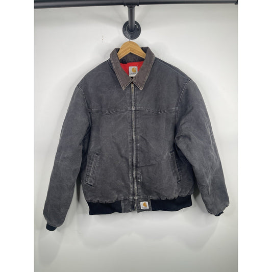 Men’s Black Denim Carhartt Santa Fe Red Lining Bomber Jacket Sz XL