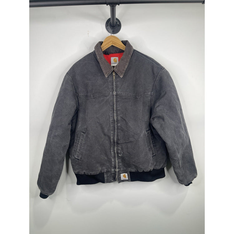 Men’s Black Denim Carhartt Santa Fe Red Lining Bomber Jacket Sz XL