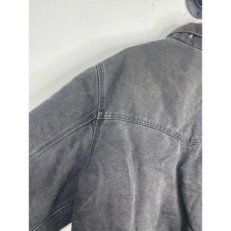 Men’s Black Denim Carhartt Santa Fe Red Lining Bomber Jacket Sz XL