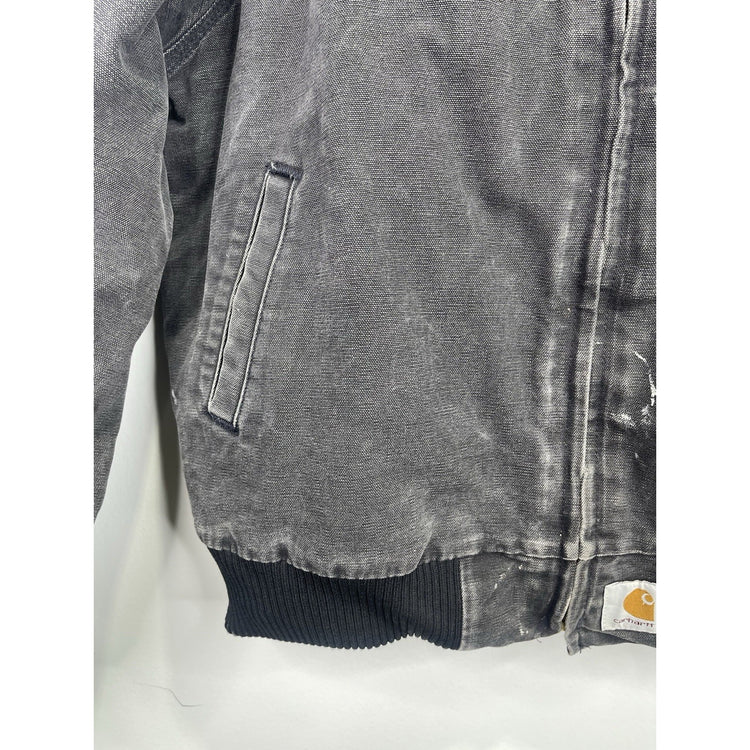 Men’s Black Denim Carhartt Santa Fe Red Lining Bomber Jacket Sz XL