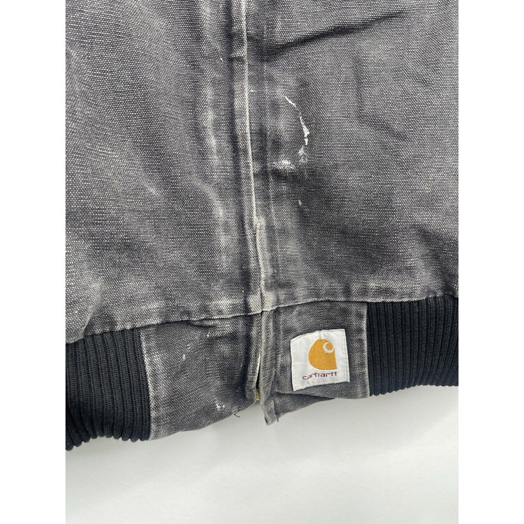 Men’s Black Denim Carhartt Santa Fe Red Lining Bomber Jacket Sz XL