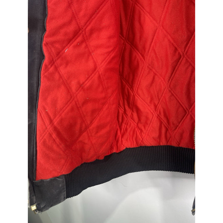 Men’s Black Denim Carhartt Santa Fe Red Lining Bomber Jacket Sz XL