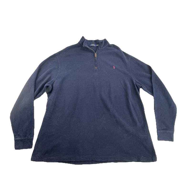 Mens Polo Ralph Lauren Size 2XLT Navy Blue Quarter Zip Sweater