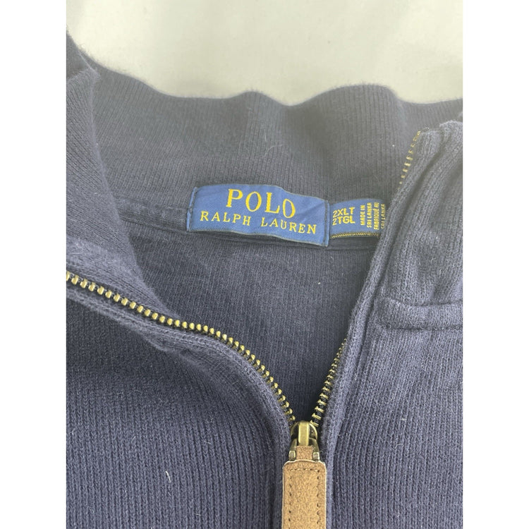 Mens Polo Ralph Lauren Size 2XLT Navy Blue Quarter Zip Sweater