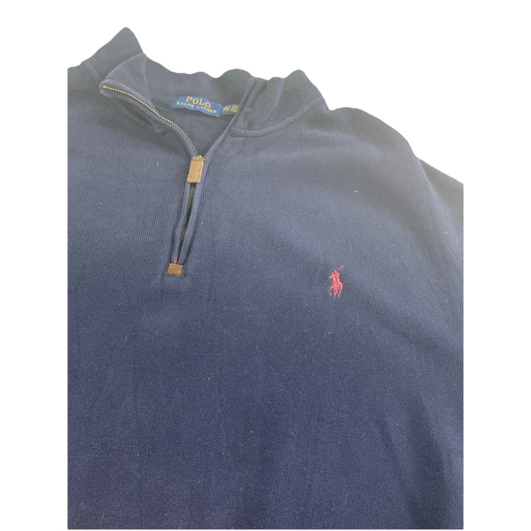Mens Polo Ralph Lauren Size 2XLT Navy Blue Quarter Zip Sweater