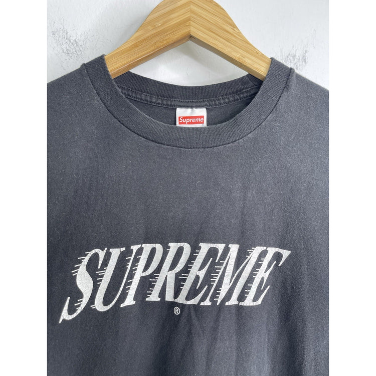 Men’s Supreme 3D Logo T-Shirt Made in USA Black Top Faded Short Sleeve Sz L
