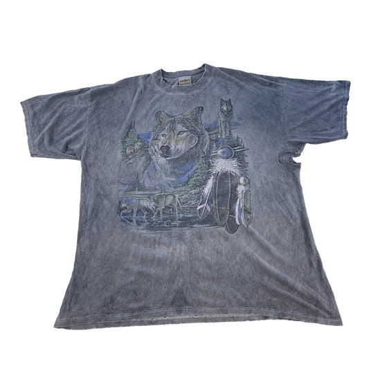 Mens Vintage 90s Ragtops Mineral Wash Wolves Dreamcatcher Graphic Tee SIZE XXL