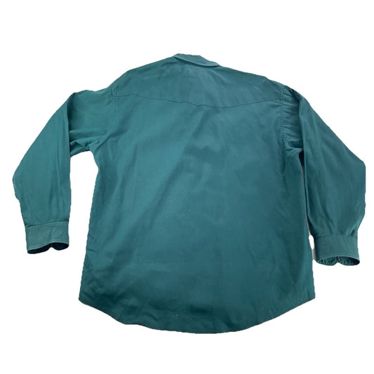 Mens Vintage Wrangler Forest Green Longsleeve Button Up Work Shirt Size Xl