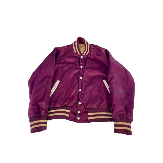 Mens Vintage 60s/70s Reversible Varsity/Canvas Jacket Tan & Maroon Size Small