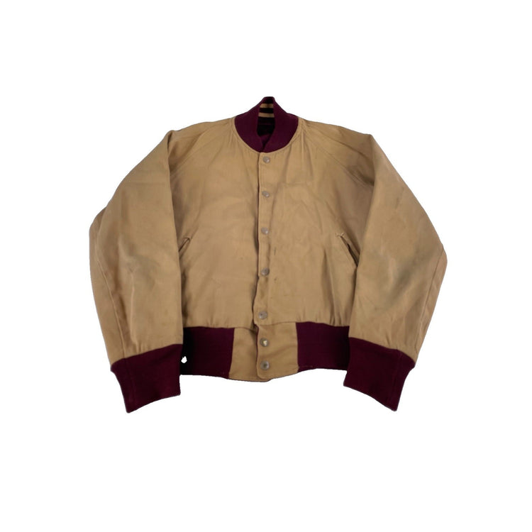 Mens  Vintage 60s/70s Reversible Varsity/Canvas Jacket Tan & Maroon Size Small
