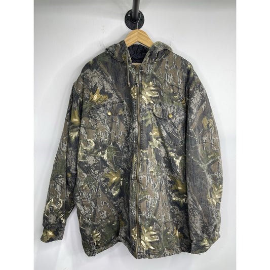 Canyon Guide Outfitters Camo Full Zip Quilted Jacket With Hood Mens Size 2XLT