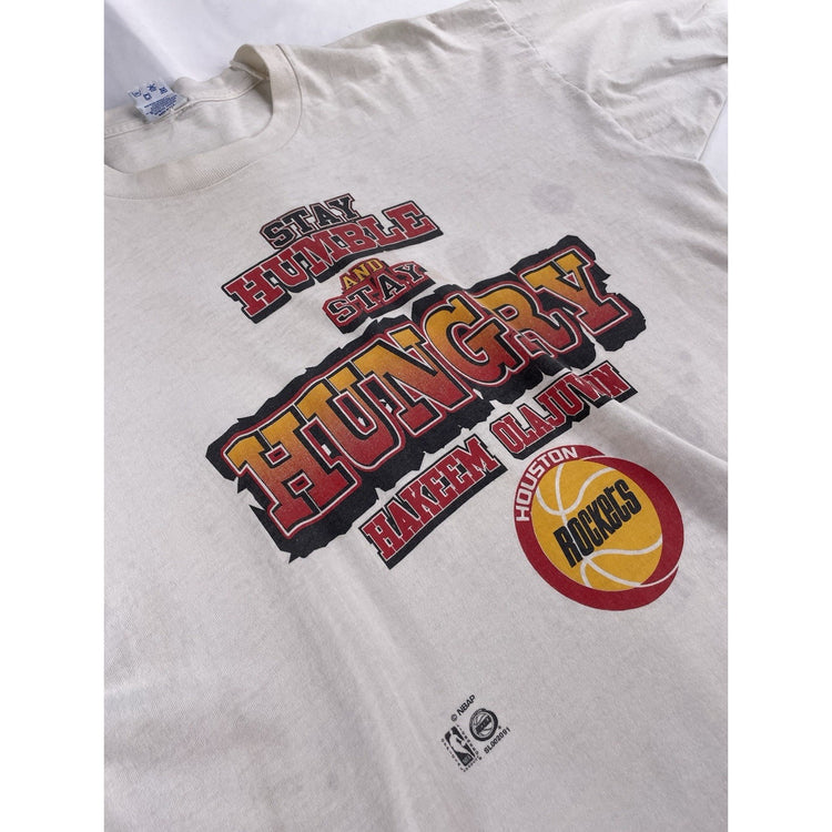 90s Vintage Mens White Xxl Houston Rockets “Stay Humble And Stay Hungry” T Shirt