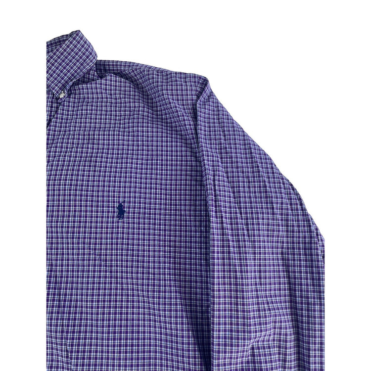 Mens Polo Ralph Lauren Classic Fit Purple Plaid Button Down Shirt Size Lt/Lg