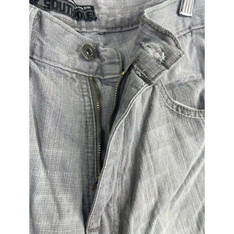 Women’s Y2K South Pole Jean Shorts Gray Baggy Loose Long Form Sz 12 28x11