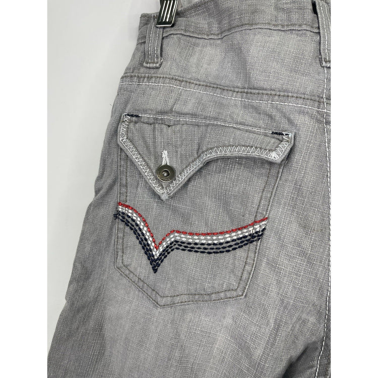 Women’s Y2K South Pole Jean Shorts Gray Baggy Loose Long Form Sz 12 28x11
