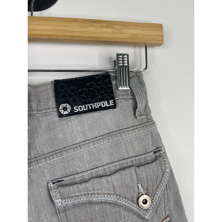 Women’s Y2K South Pole Jean Shorts Gray Baggy Loose Long Form Sz 12 28x11