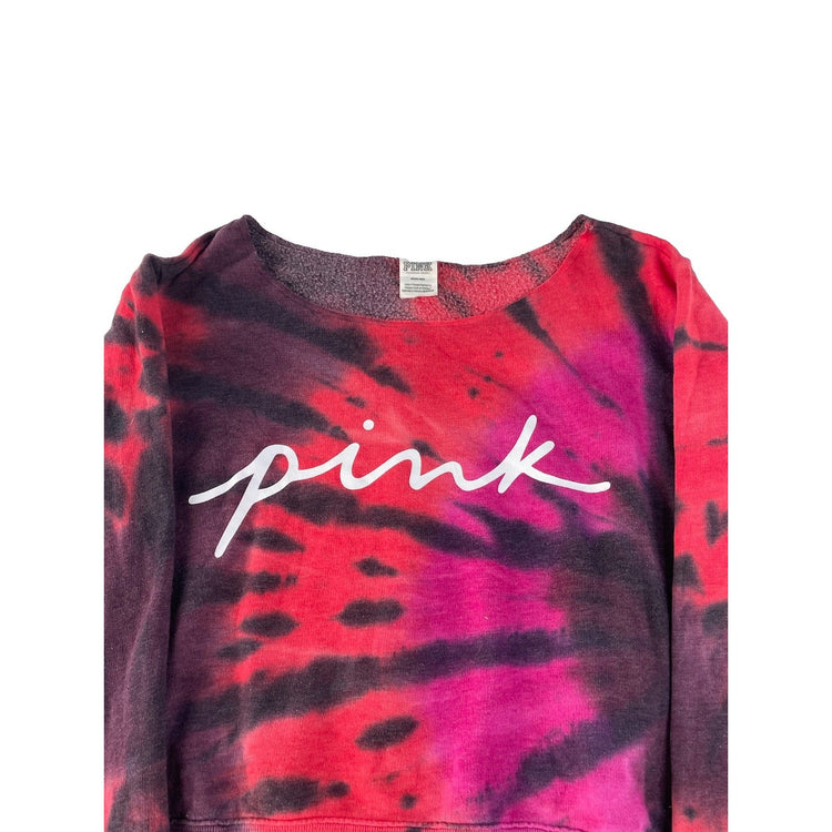 Women’s PINK Victorias Secret Red & Pink Off The Shoulder Sweater Size Medium