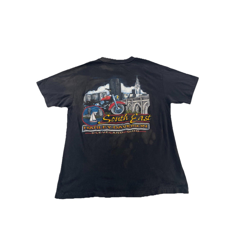 Mens Vintage 1996 Harley Davidson Black Cleveland Ohio T Shirt Size Medium