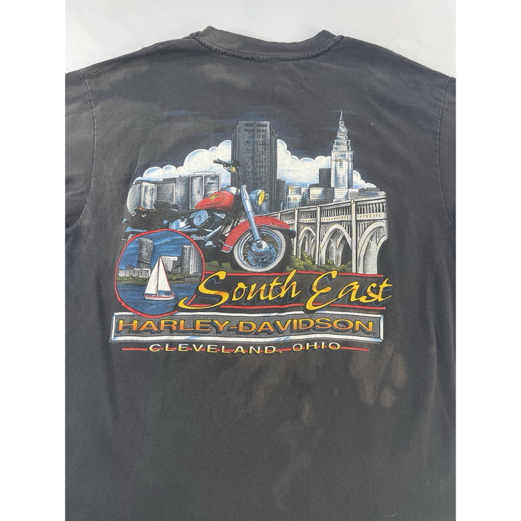 Mens Vintage 1996 Harley Davidson Black Cleveland Ohio T Shirt Size Medium
