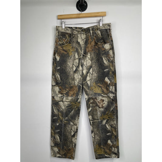 Wrangler Double Knee Camo Jeans Mens 34x34 Realtree Hardwood Denim Hunting