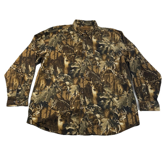 Mens Magellan Sportswear Buck Camo Pattern LongSleeve ButtonUp Shirt Size Xl